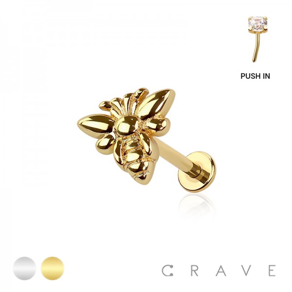 HONEY BEE THREADLESS (PUSH IN) 316L SURGICAL STEEL LABRET SET